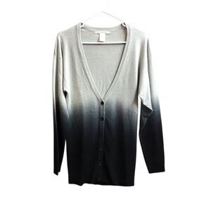 Charlotte Russe Womens Size Small Sweater Ombré Gray to Black Button Cardigan